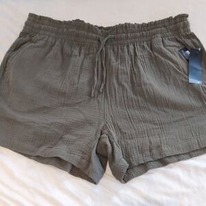 NWT Women's Size 1X Stitch Star Elastic/ Drawstring 100% Cotton Gauze Shorts